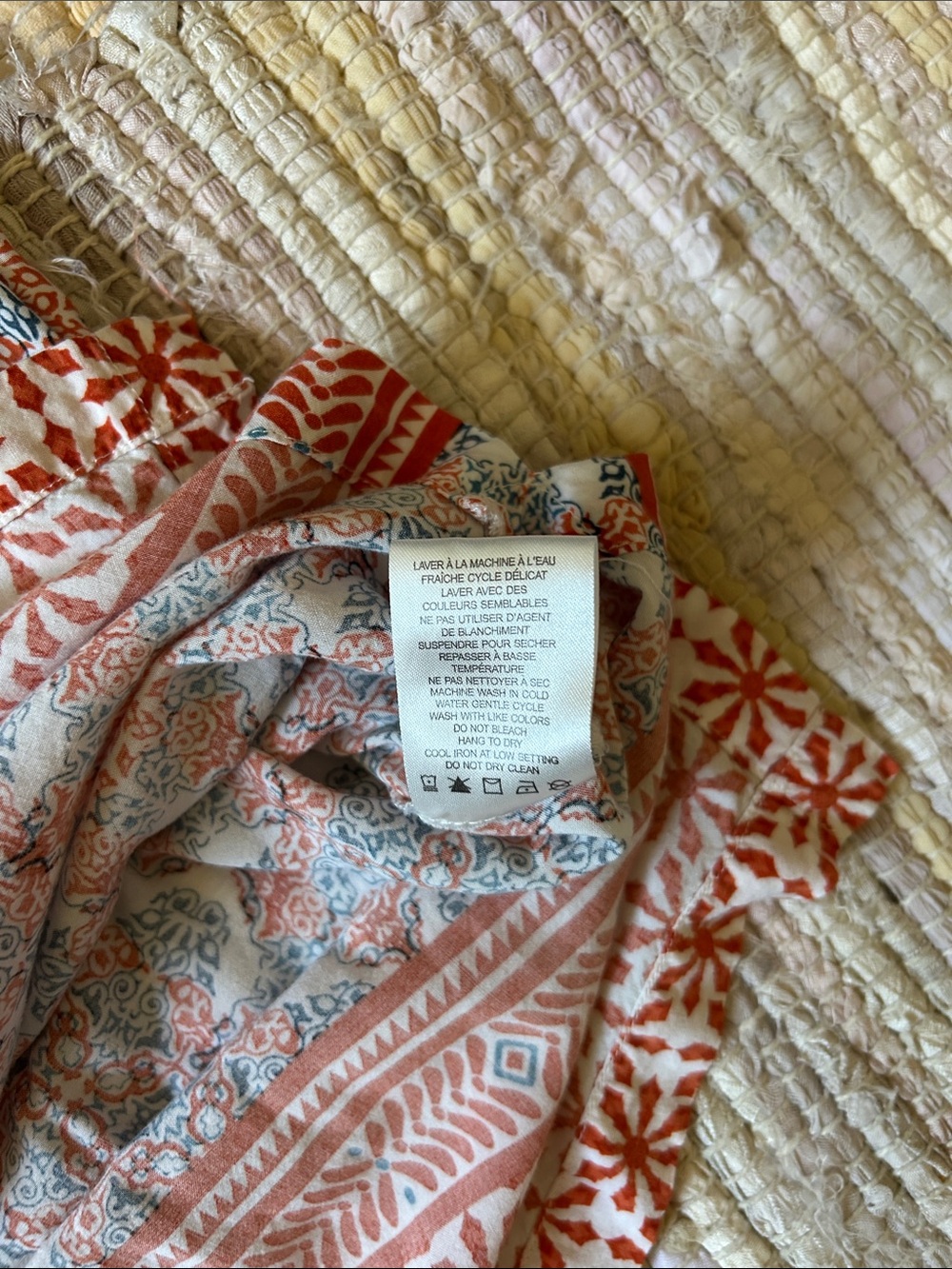 Boho Medallion Print Tunic M/L Rayon Tassel Tie Peasant Blouse - Picture 11 of 12